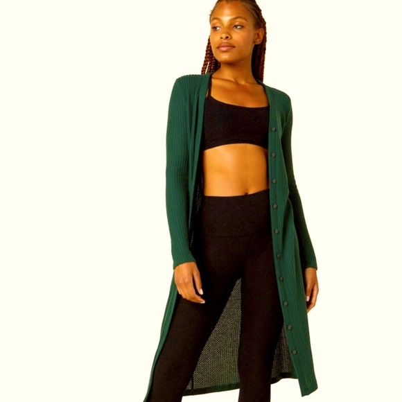 Beyond Yoga Waffle Knit Duster - Forest Green - Picture 2 of 6